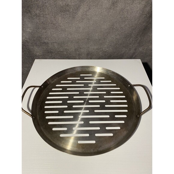Pampered Chef Other - Pampered Chef 12" Round BBQ Grill Pizza Pan Stainless Steel Perforated 2 Handles